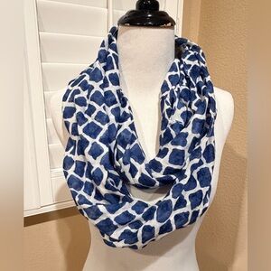 Coach Blue and White Geometric Print Scarf